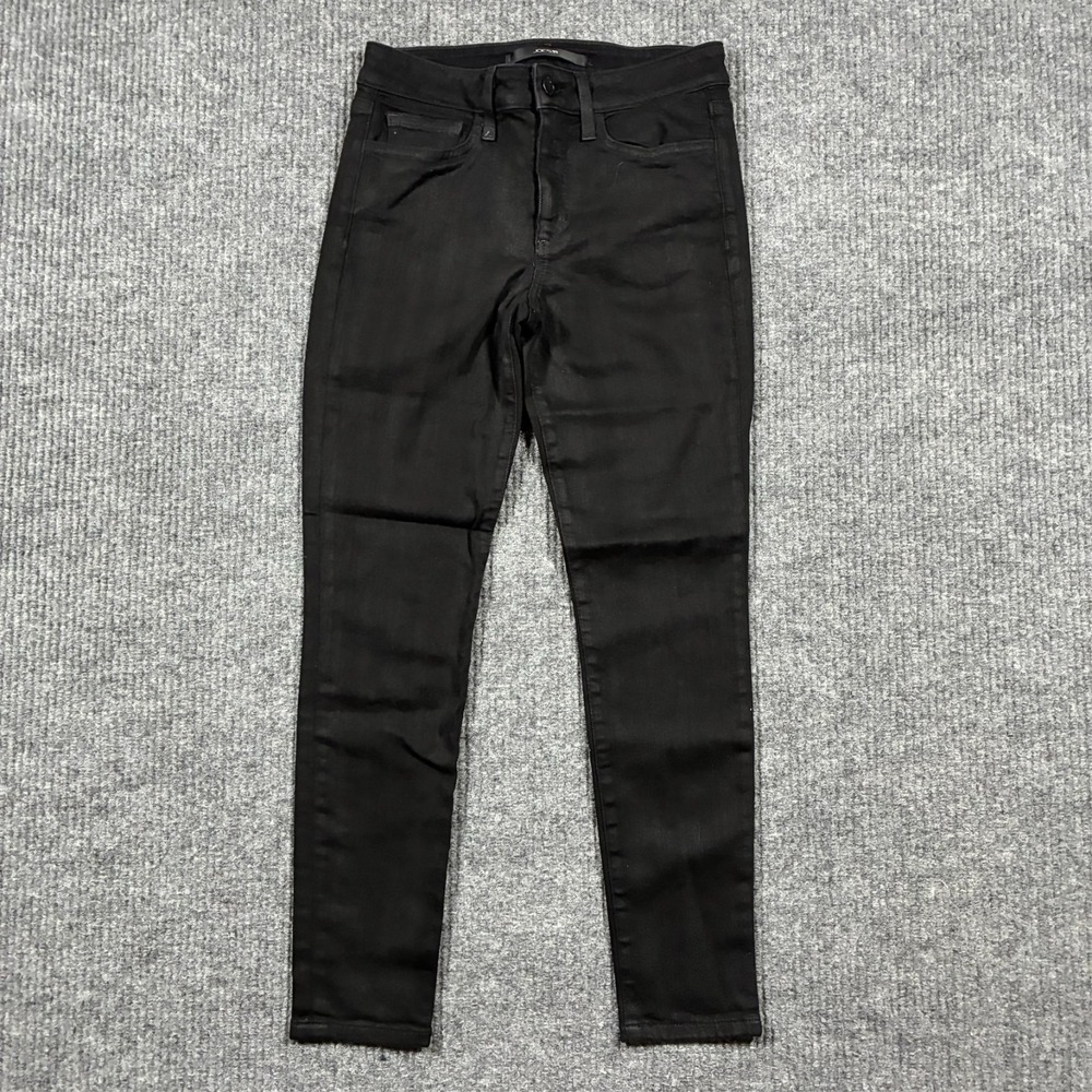 Joe's‎ JJ Womens Skinny Ankle Jeans W27 Coated Black Denim Stretch Low Rise